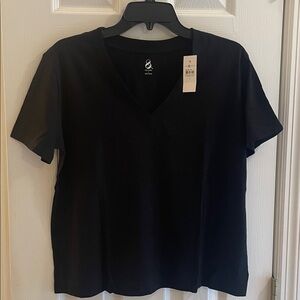 LOFT Lou & Grey Black Short Sleeve V-Neck Top